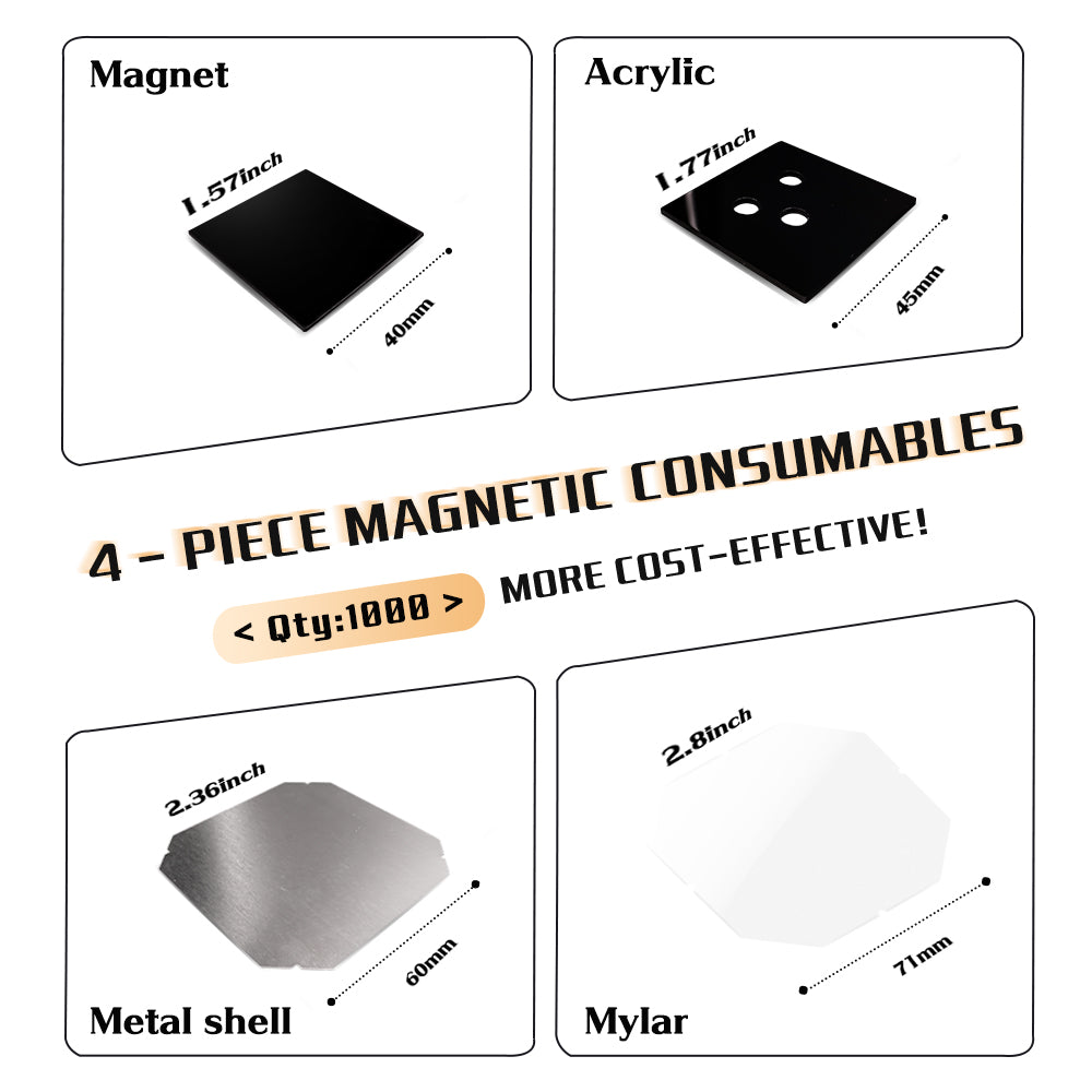 1,000 sets of 50*50mm acrylic series fridge magnet consumables